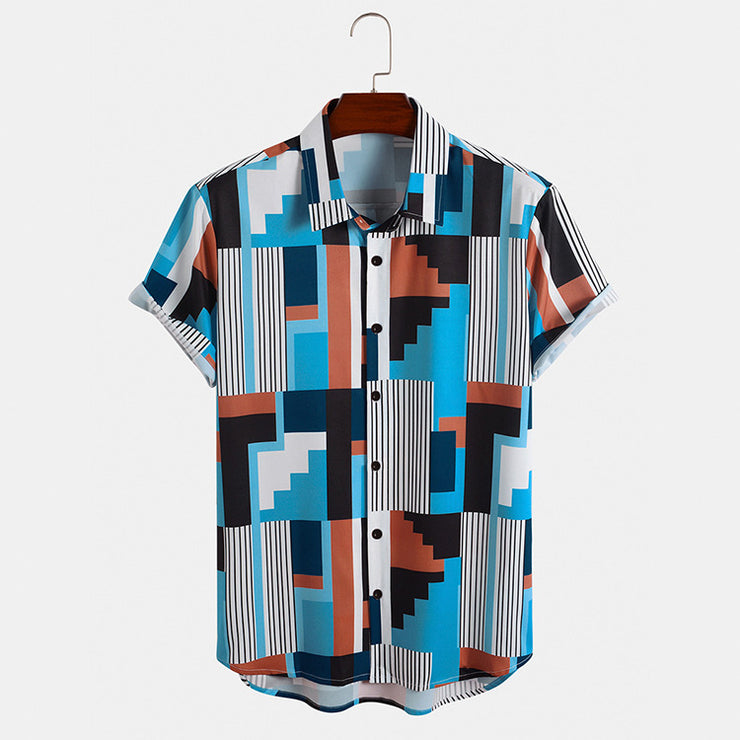 Printed Color Short Sleeve Men&