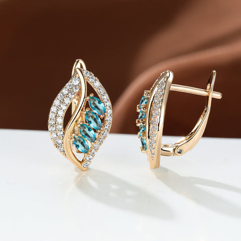 Ins Leaf-shaped Rhinestones Earrings Fashion Unique Zircon-encrusted Stud Earrings Women&