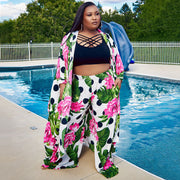 Women's Printed Pants Coat Set