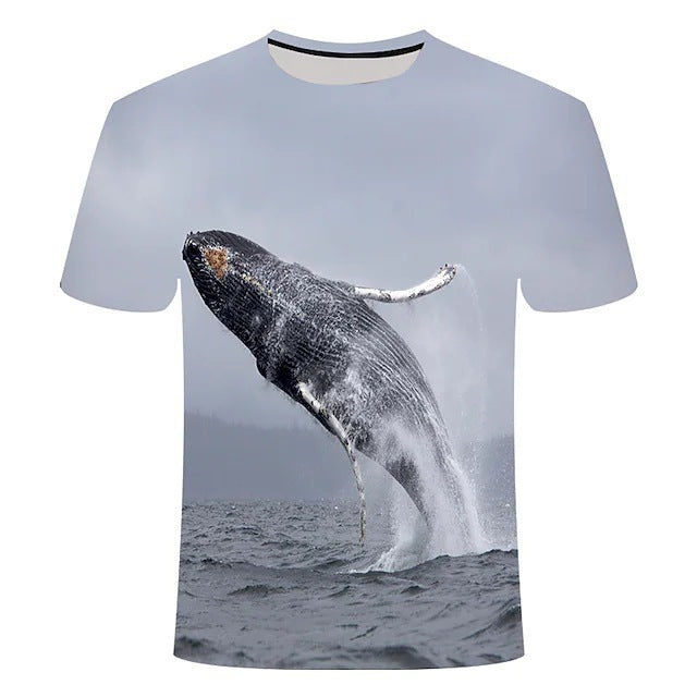 3D Fish Series Printed Men's And Women's Short Sleeves