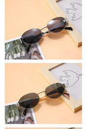 Personalized Hot Girl Metal Retro Oval Frame Sunglasses