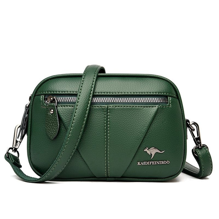 Cowhide Soft Leather Fashion All-match Shoulder Crossbody Small Round Bag
