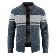 New Men's Versatile Casual V-neck Color Matching Sweater Jacket