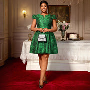 Party Commuter Comfortable A Swing Slimming Jacquard Dress