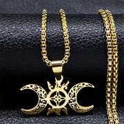 Triple Moon Celtic Knot Pendant Necklace