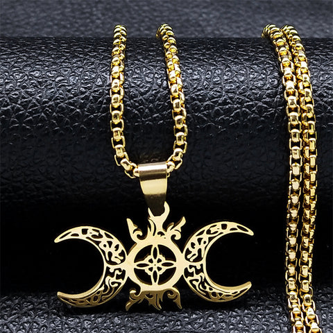Triple Moon Celtic Knot Pendant Necklace