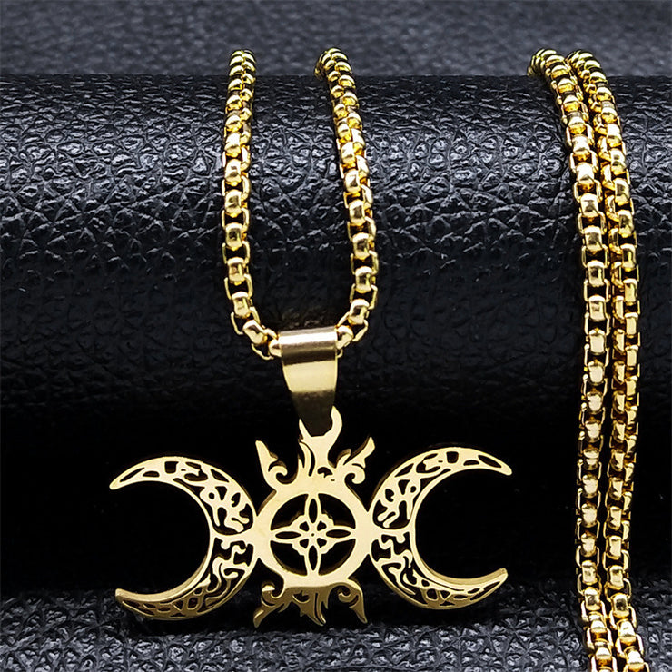 Triple Moon Celtic Knot Pendant Necklace