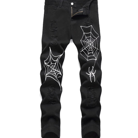 High Street Vibe Style Loose Straight Wide Leg Pants American Spider