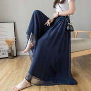 Temperament Plus Size Mercerized Chiffon Lining Wide-leg Skort