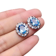 Colored Gems Rings Ear Studs Pendant Natural Topaz Set
