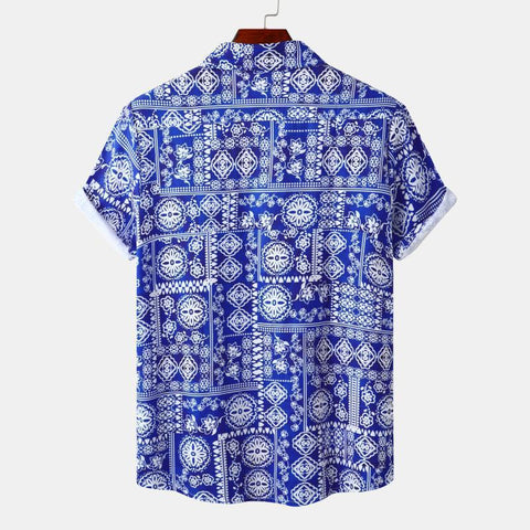 Beach Flower Couple Shirts Short Sleeve Loose Large Size