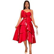 Bow Sexy Camisole Irregular Skirt Suit