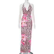 Women's Dignified Flowers Leopard Print Dress