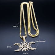Triple Moon Celtic Knot Pendant Necklace