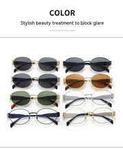 Personalized Hot Girl Metal Retro Oval Frame Sunglasses