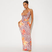 Women's Dignified Flowers Leopard Print Dress