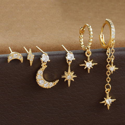 XINGX Chain Tassel Earrings Six Mans XINGX Month Fashion Zircon Stud Earrings For Women Eardrop Jewelry