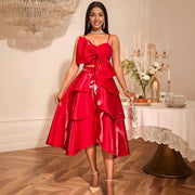 Bow Sexy Camisole Irregular Skirt Suit