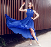 Waist Slimming Chiffon Dress With Big Slits