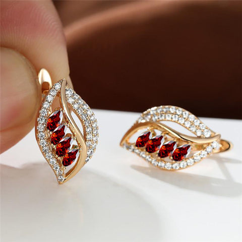 Ins Leaf-shaped Rhinestones Earrings Fashion Unique Zircon-encrusted Stud Earrings Women&