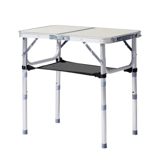 Outdoor Folding Camping Table, 2ft Portable Pinic Table With 3 Adjustable Height, Small Aluminum Foldable Lightweight Patio Side Table With Carry Handle For Outdoor Indoor Hiking Camp BBQ Beach, White