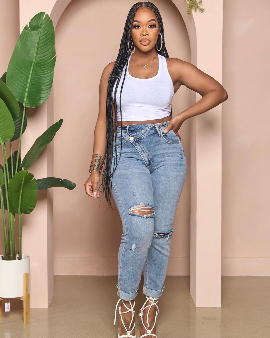 Women's Ripped Cool Diagonal Zipper Jeans