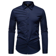 Men's Pleated Design Casual Long-sleeved Shirt