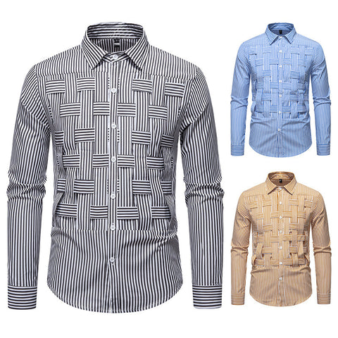 Striped Woven Plaid Men&