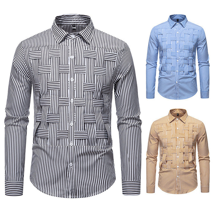 Striped Woven Plaid Men&