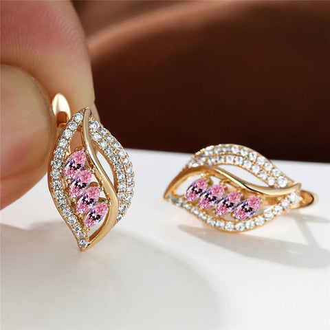 Ins Leaf-shaped Rhinestones Earrings Fashion Unique Zircon-encrusted Stud Earrings Women&