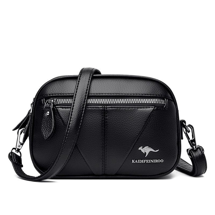 Cowhide Soft Leather Fashion All-match Shoulder Crossbody Small Round Bag