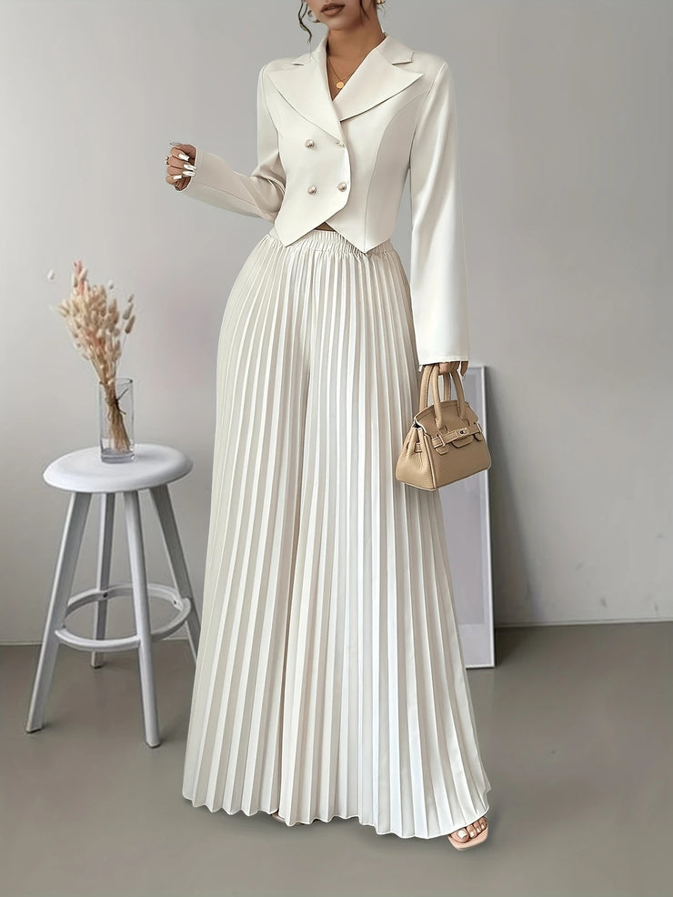 Top Set Long Sleeved Pleated Skirt