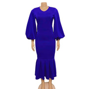 European And American Fashion Plus Size V-neck Long-sleeve Dress