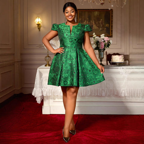 Party Commuter Comfortable A Swing Slimming Jacquard Dress