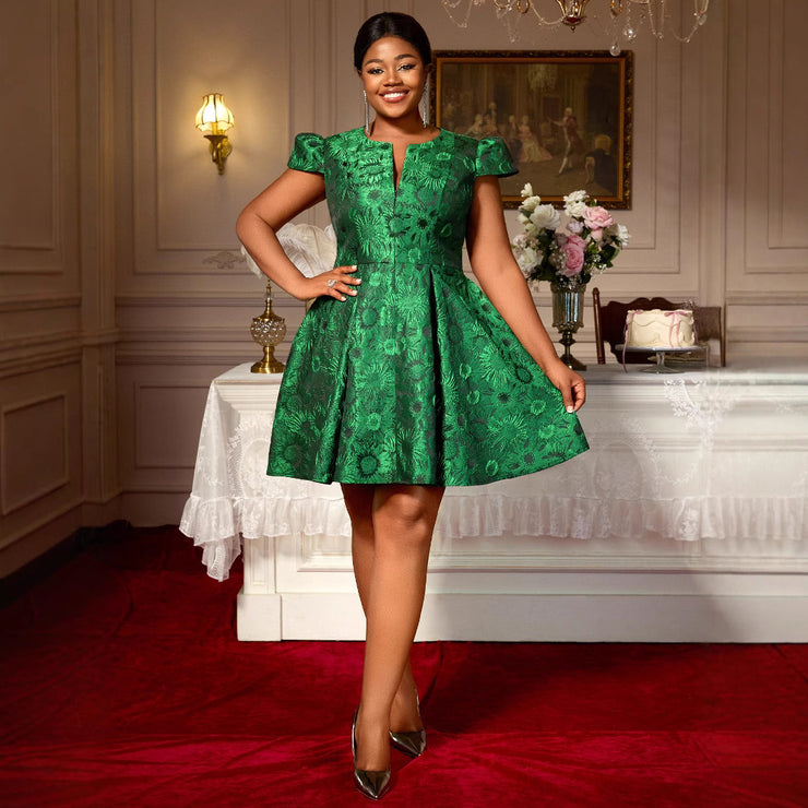 Party Commuter Comfortable A Swing Slimming Jacquard Dress