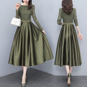 Women's Temperament Waist Slim Lace Stitching Dress