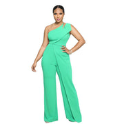 Sleeveless Suspender High-waisted Commuting Straight Jumpsuit