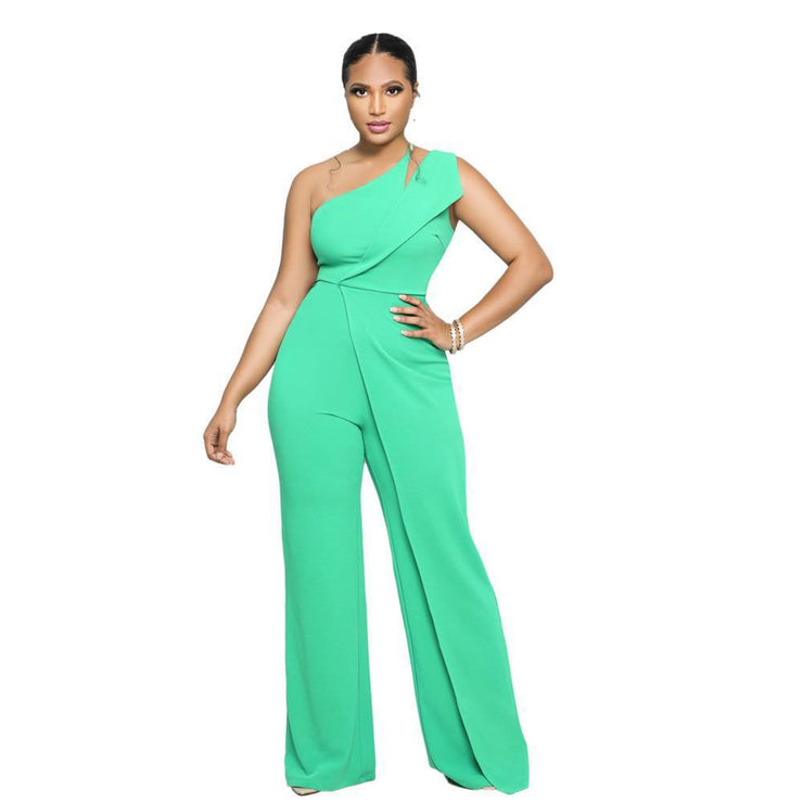 Sleeveless Suspender High-waisted Commuting Straight Jumpsuit