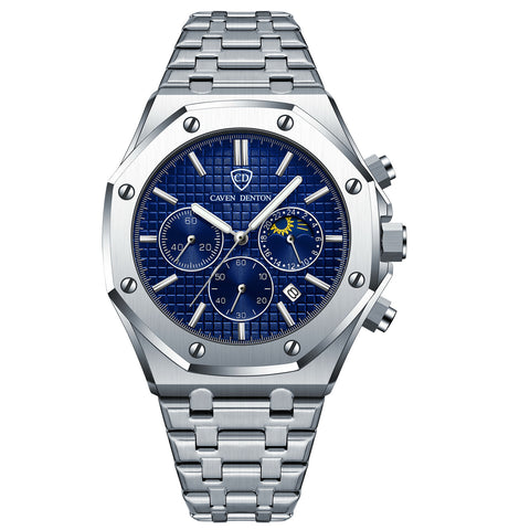 Waterproof High-grade Three Eyes And Six Needles Multi-functional Moon Phase Men&