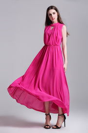 Waist Slimming Chiffon Dress With Big Slits