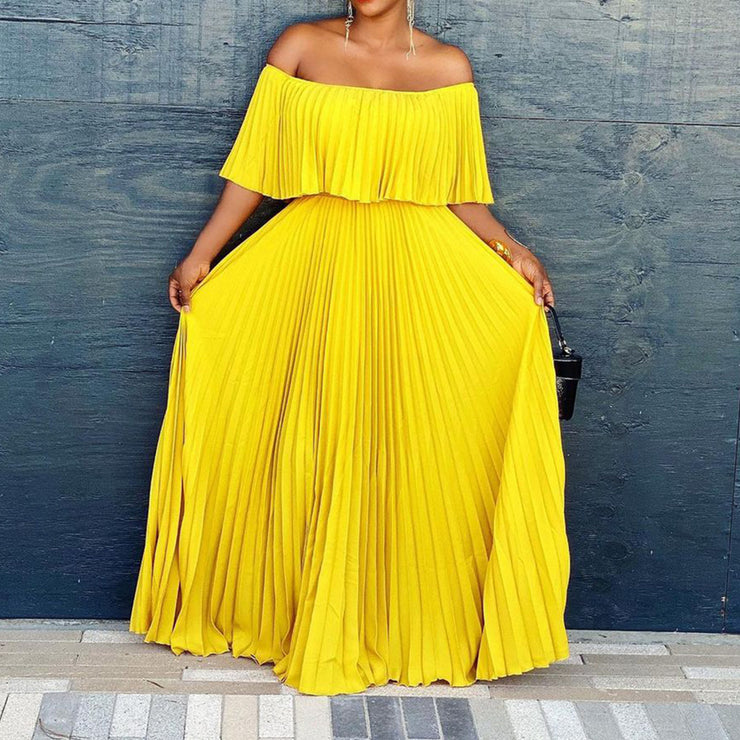Off-shoulder Collar European And American Style Dress