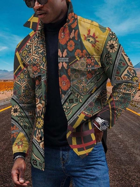 New Colorful Gradual Change 3D Button Cardigan Digital Print Coat