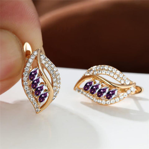 Ins Leaf-shaped Rhinestones Earrings Fashion Unique Zircon-encrusted Stud Earrings Women&