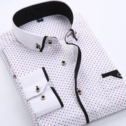 New Men's Slim Business Formal Wear Men's Interlining Printed Thin Casual Shirt
