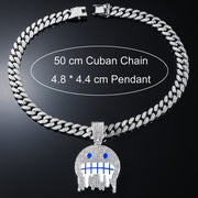 Ice Face Pendant Cuban Link Chain Full Diamond Hip Hop Ear Accessories Hipster
