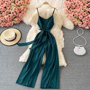 Women's Fashion Casual Solid Color Suspender Jumpsuit