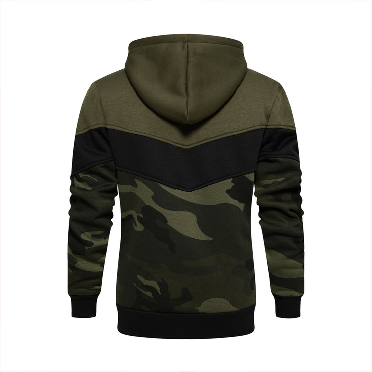 Colorblock Camouflage Hooded Sweater Men&
